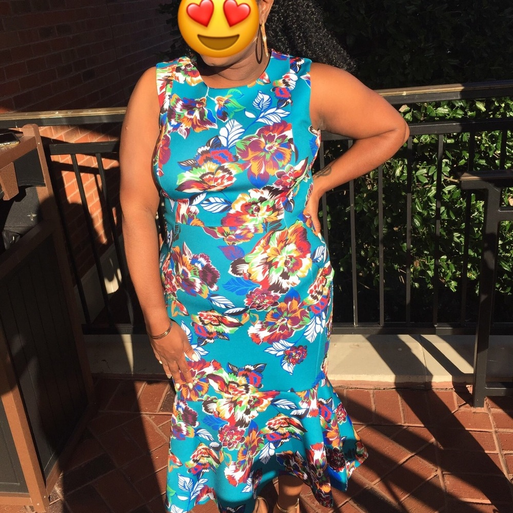 Floral Calvin Klein Frill Hem Dress